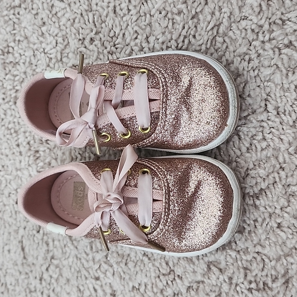 Kate Spade baby glitter Keds in rose gold